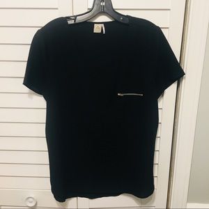 Paper Crane Black Short Sleeve Top w/ zipper sides